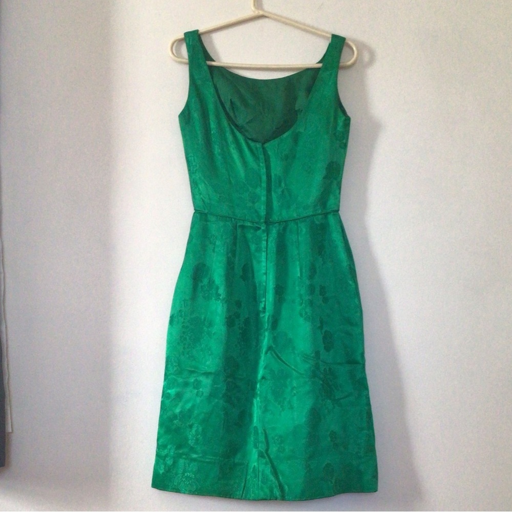 Vintage Kelly Green Silk Jacquard Dress☘️ - Picture 7 of 12